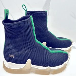 SWEAR LONDON Men’s boots. Black with green accent and clear rubber platform